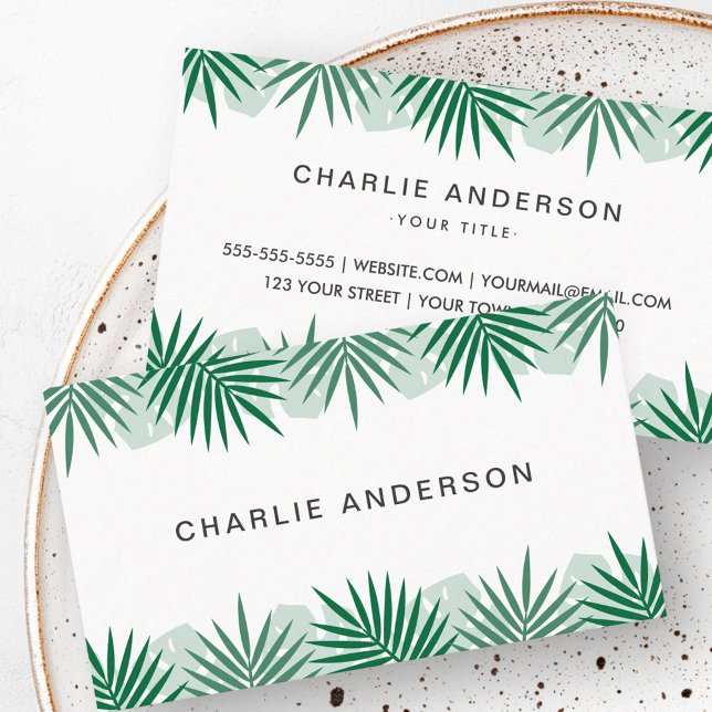 Tropiska affärskort löv gräns visitkort (Tropical leaf border business cards)