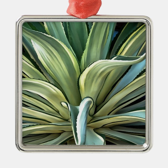 Tropiska Agave Realism Art Julgransprydnad Metall (Framsidan)