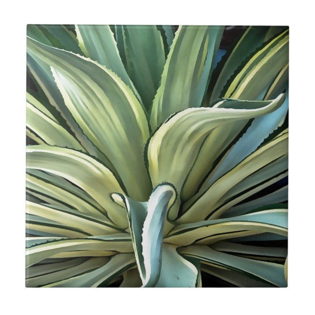 Tropiska Agave Realism Art Kakelplatta (Framsidan)