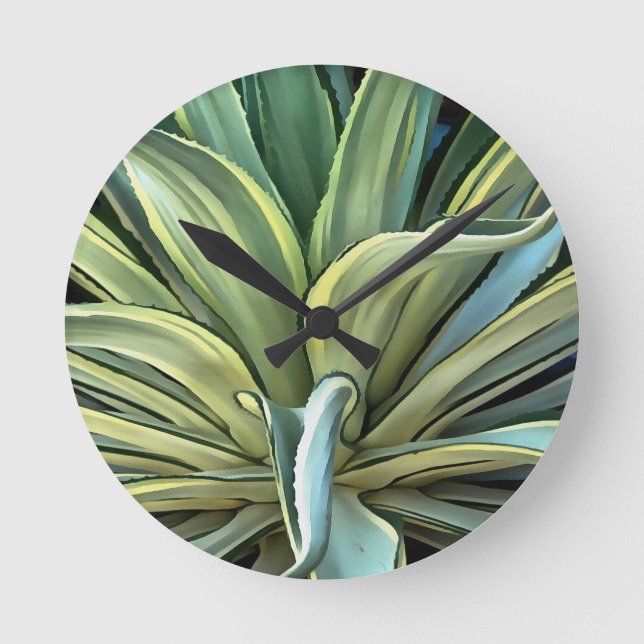 Tropiska Agave Realism Art Rund Klocka (Framsida)