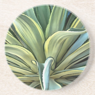 Tropiska Agave Realism Art Underlägg Sandsten