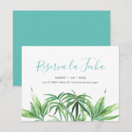 Tropiska akvarellblad Save the Date Spara Datumet