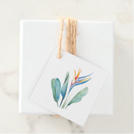 Tropiska akvarellblomma presentkortsvykort gåvor etiketter