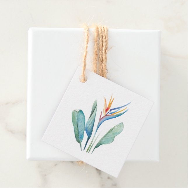 Tropiska akvarellblomma presentkortsvykort gåvor etiketter (På plats)