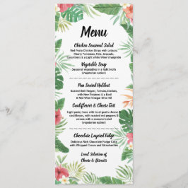 Tropiska akvarellblommor meny bröllopsreception