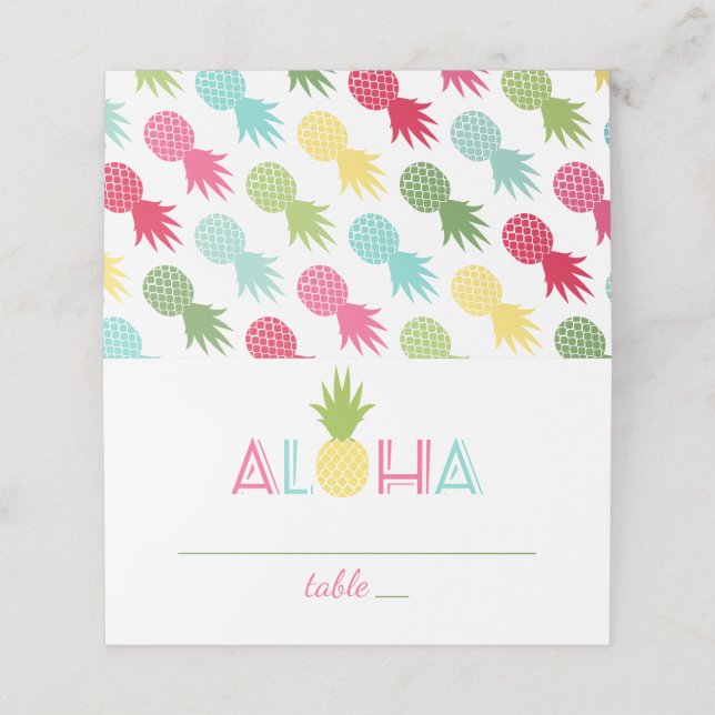 Tropiska Aloha Ananas Bröllop Placeringskort (Utvändigt utvikt)