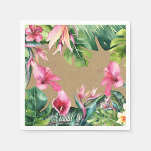 Tropiska Aloha Blommiga blad Sommar Luau Kraft Pappersservett