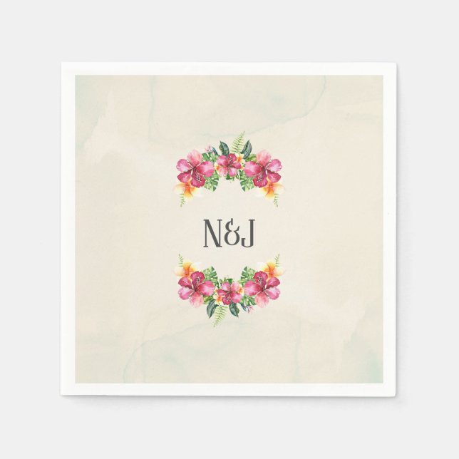 Tropiska Aloha Blommor Blommig Botanisk Luau Fest Pappersservett (Framsidan)