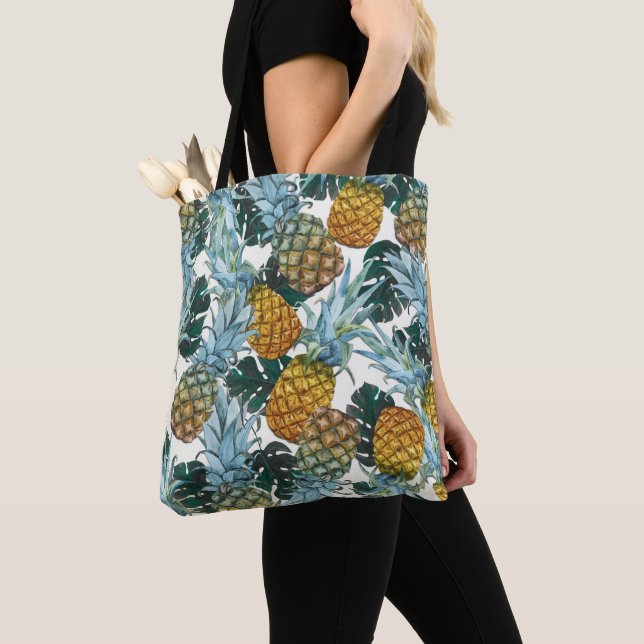 Tropiska Ananas & blad Exotisk ö Tygkasse (Närbild)