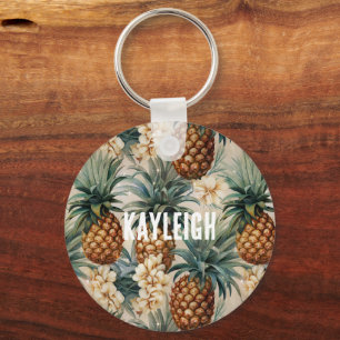 Tropiska Ananas Blommig Nyckelring