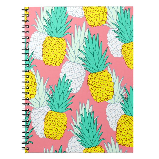 Tropiska ananas: Chic av röd Tecknad. Anteckningsbok (Framsidan)