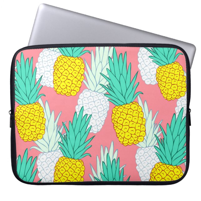 Tropiska ananas: Chic av röd Tecknad. Laptop Fodral (Framsidan)
