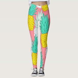 Tropiska ananas: Chic av röd Tecknad. Leggings