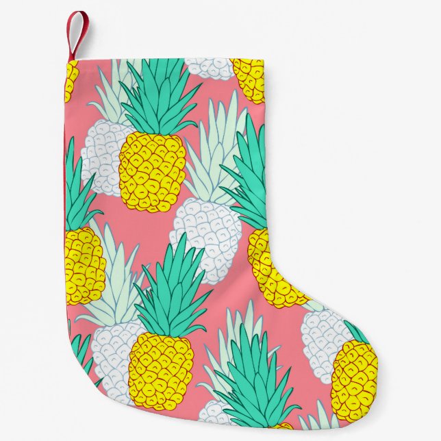 Tropiska ananas: Chic av röd Tecknad. Liten Julstrumpa (Framsidan)
