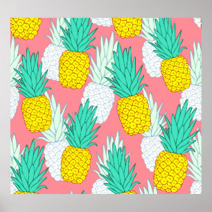 Tropiska ananas: Chic av röd Tecknad. Poster