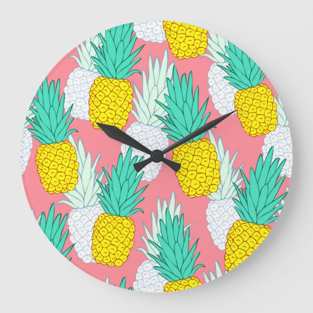 Tropiska ananas: Chic av röd Tecknad. Stor Klocka (Framsida)