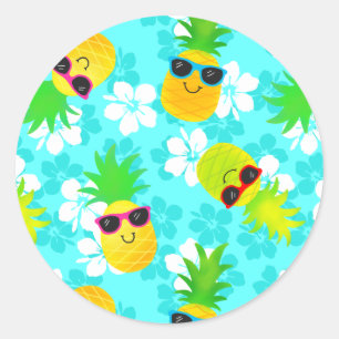 Tropiska ananas för rolig sommar runt klistermärke