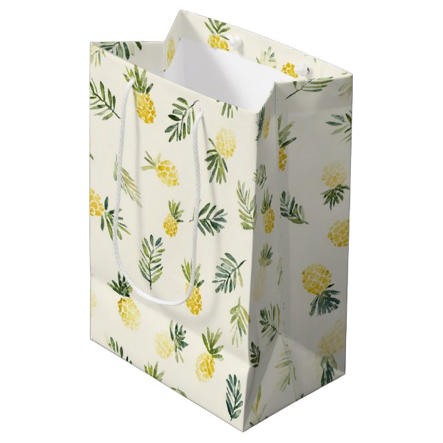 Tropiska Ananas Gröna Blad Födelsedag (Framsidan Vinklad)