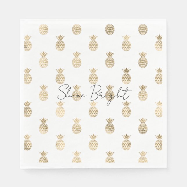 Tropiska ananas Guld Pappersservett (Framsidan)