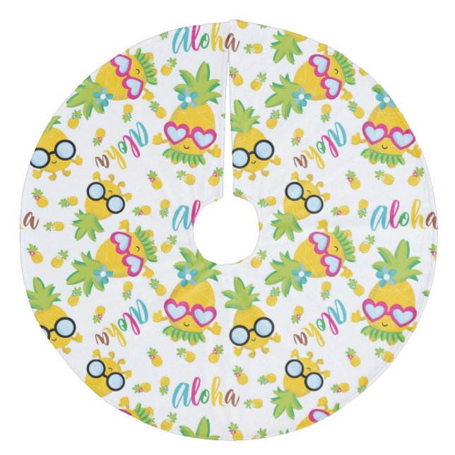 Tropiska ananas julgransmatta fleece (Framsidan)