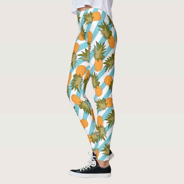 Tropiska ananas och Rand under sommaren Leggings (Vänster)