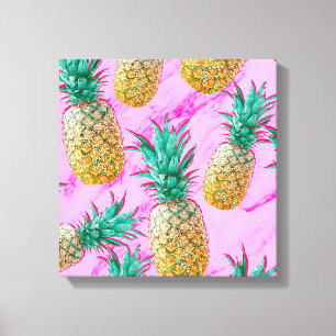 Tropiska ananas och Rosa Marble Colorful Canvastryck