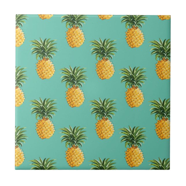 Tropiska ananas på kricka kakelplatta (Framsidan)