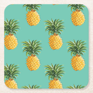 Tropiska ananas på kricka underlägg papper kvadrat