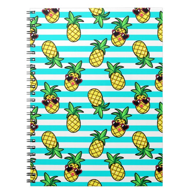 Tropiska ananas: Retro Sunglass Mönster. Anteckningsbok (Framsidan)
