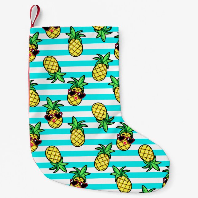 Tropiska ananas: Retro Sunglass Mönster. Liten Julstrumpa (Framsidan)