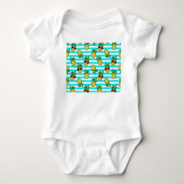 Tropiska ananas: Retro Sunglass Mönster. T Shirt (Framsida)
