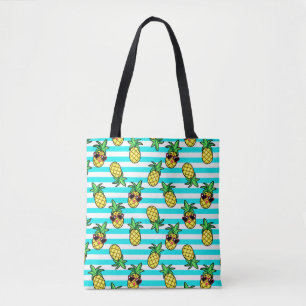 Tropiska ananas: Retro Sunglass Mönster. Tygkasse