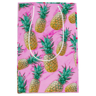 Tropiska Ananas & Rosa Marmor Modern Färgrik
