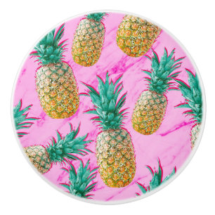 Tropiska Ananas & Rosa Marmor Modern Färgrik Knopp
