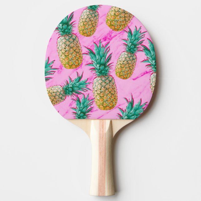 Tropiska Ananas & Rosa Marmor Modern Färgrik Pingisracket (Framsidan)