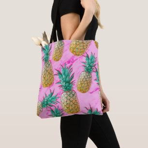Tropiska Ananas & Rosa Marmor Modern Färgrik Tygkasse