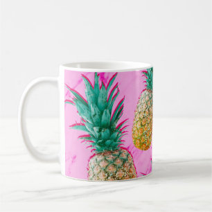 Tropiska Ananas & Rosa Marmor Moderna Färgglada Kaffemugg