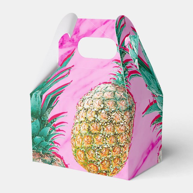 Tropiska Ananas & Rosa Marmor Modernt Färgglatt Presentaskar (Framsidan Sidan)