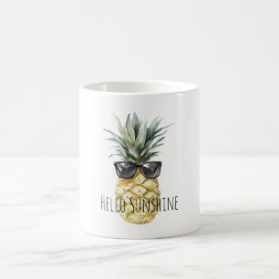 Tropiska Ananas Solglasögon Solsken Kaffemugg