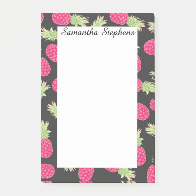 Tropiska ananas vid sommarens jordgubbe post-it block (Framsida)