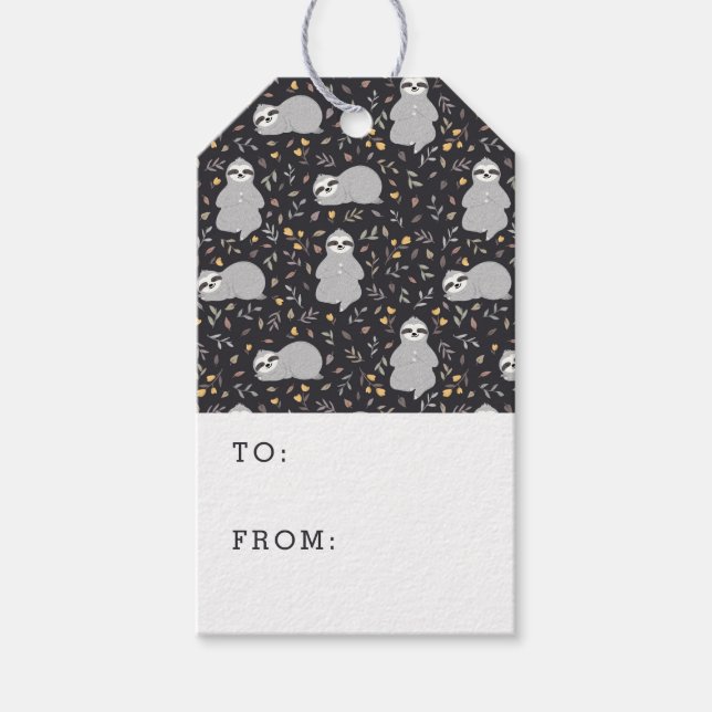 Tropiska Baby Sloth Mönster Presentetikett (Framsidan)