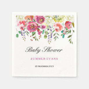Tropiska babyskor för vår Flower Rosa Peach Pappersservett