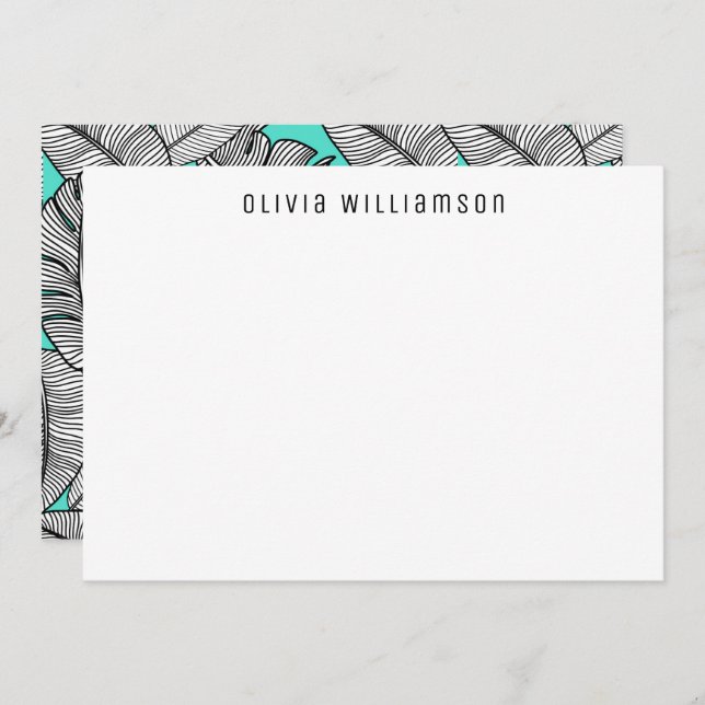 Tropiska Banana Löv Monstera Plant Anteckningskort (Fram/baksida)