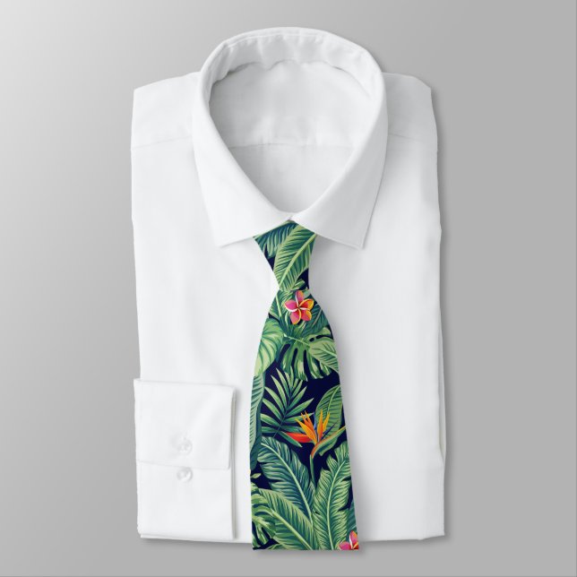 Tropiska Banana Monstera Handflatan Lövs & Flowers Slips (Bunden)