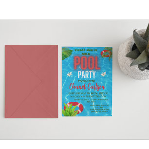 Tropiska Bassäng Party Sommardag-inbjudan Inbjudningar