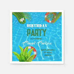 Tropiska Bassäng Party Sommardag-inbjudan Pappersservett