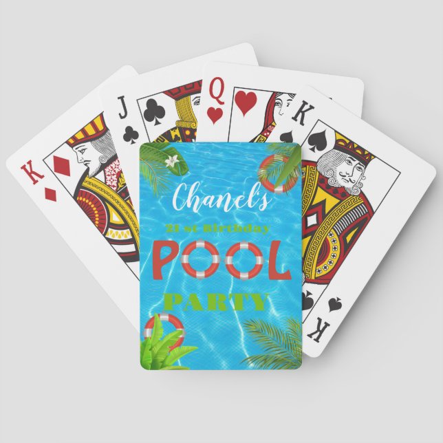 Tropiska Bassäng Party | Sommarfödelsedag Casinokort (Baksidan)