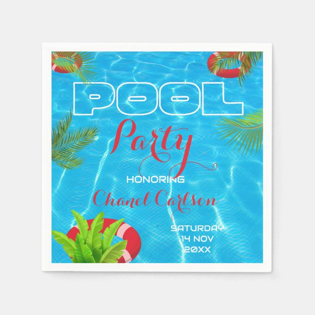 Tropiska Bassäng Party | Sommarfödelsedag Pappersservett (Framsidan)