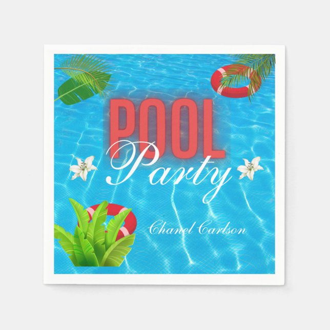 Tropiska Bassäng Party | Sommarfödelsedag Pappersservett (Framsidan)