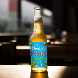 Tropiska Bassäng Party | Sommarfödelsedag Spritflaskor Etikett